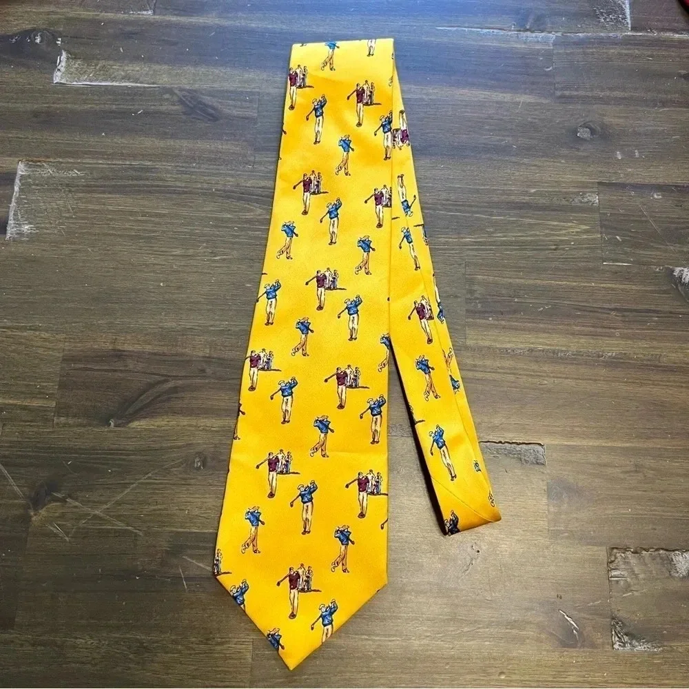 Polo Ralph Lauren Yellow Fly Golfing Golf Pattern Tie